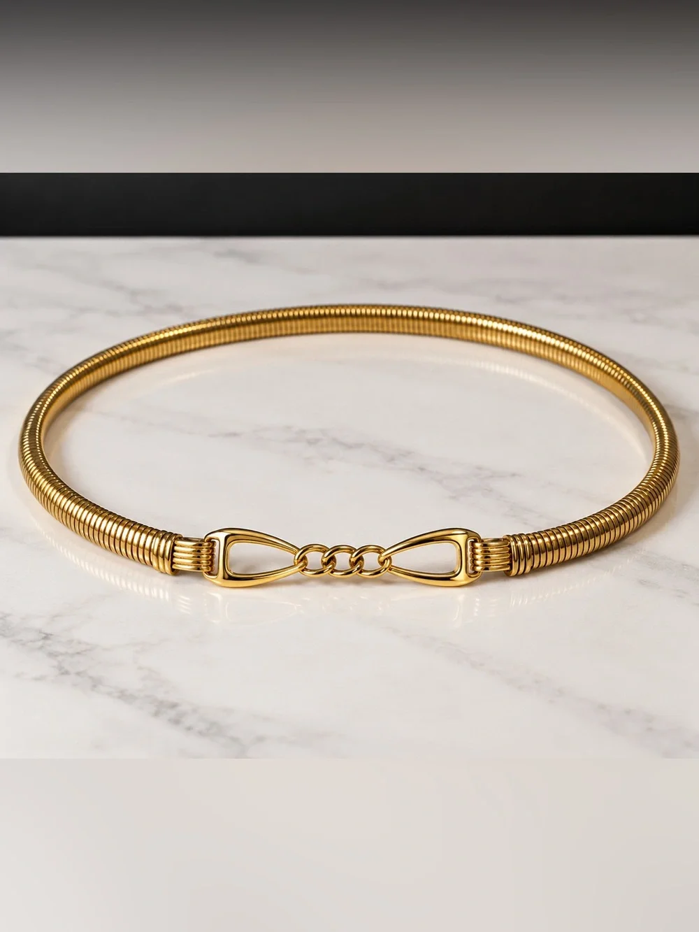 Gold Stretch Snake Chain Metal Waist Belt Retro Statement 26”